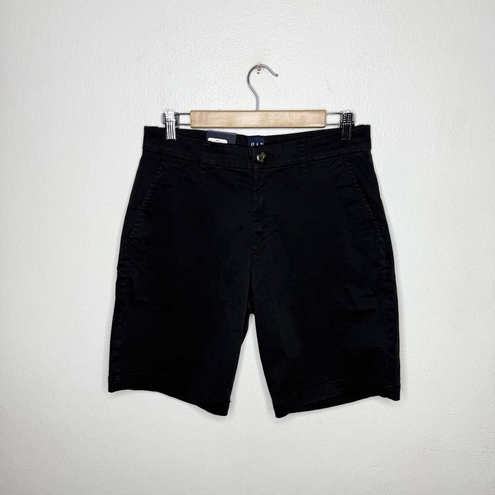New Gap Black Flat Front Shorts Cotton Spandex Men's 30